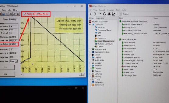 время работы от батареи Dell Alienware 15 R3